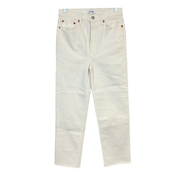 NWT RE/DONE 70s High-Rise Stove Pipe Jeans Vintage White sz 27 Revolve msrp $265 - Picture 3 of 11